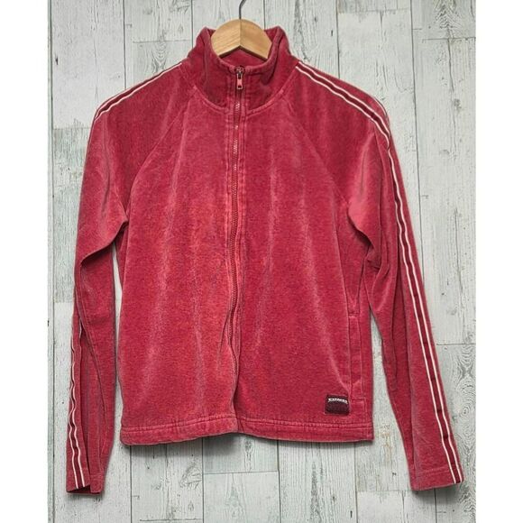 VTG Express Active 90s Y2K Velour Track Jacket Arm Stripe Sz. L - Picture 1 of 7